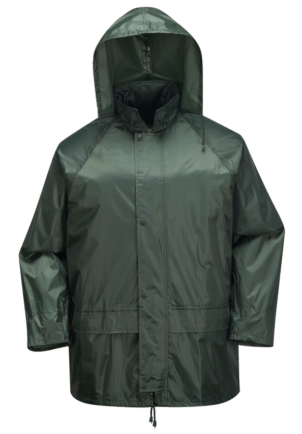 Waterproof Oil Chemical Resistant Green PVC Polyester Industrial Working Raincoat
